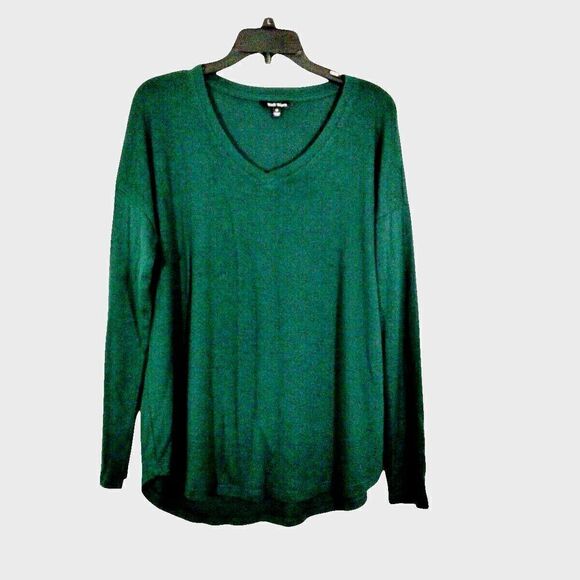 Well Worn Womens Sz Med Shirt Pullover Long Sleeve V-Neck Soft Knit Dark Green - Picture 2 of 6